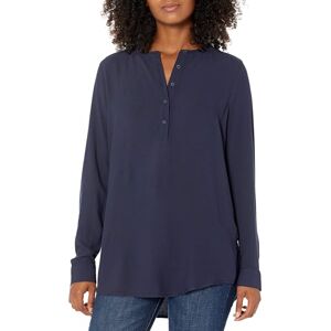 Amazon Essentials Women's Long-Sleeve Woven Blouse, Navy, L Amazon Essentials Women's Long-Sleeve Woven Blouse, Navy, L