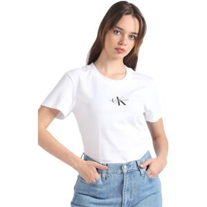 Calvin Klein Jeans Women Monologo Slim Tee S/S Knit Tops White, XXS Calvin Klein Jeans Women Monologo Slim Tee S/S Knit Tops White, XXS