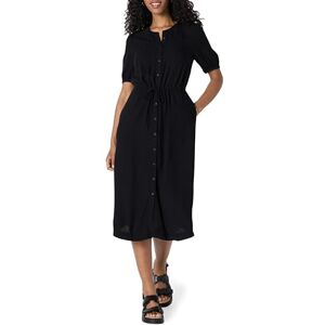 Amazon Essentials Women's Relaxed Fit Half-Sleeve Waisted Midi Shirt Dress, Black, XS Amazon Essentials Women's Relaxed Fit Half-Sleeve Waisted Midi Shirt Dress, Black, XS