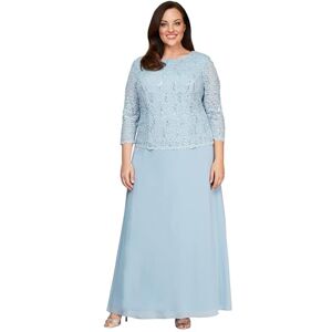 Alex Evenings Women's 3/4 Sleeve Stretch Lace Bodice One Piece Mother of The Bride Dress (Petite and Regular Sizes) Special Occasion, Sky, 18 Alex Evenings Women's 3/4 Sleeve Stretch Lace Bodice One Piece Mother of The Bride Dress (Petite and Regular Sizes) Special Occasion, Sky, 18