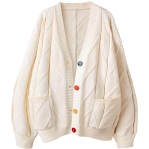 ebossy Women's Cable Knit Long Sleeve Open Front Cardigan Sheep V-Neck Button Down Embroidery Wool Blend Sweater Coat Outwear, Z-Apricot, XS ebossy Women's Cable Knit Long Sleeve Open Front Cardigan Sheep V-Neck Button Down Embroidery Wool Blend Sweater Coat Outwear, Z-Apricot, XS