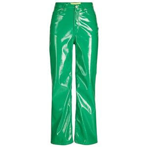 JACK & JONES Women's Jjxx Jxkenya Hw Straight Faux Leat Pants Noos Trousers, Jolly Green/Detail: Shiny, M JACK & JONES Women's Jjxx Jxkenya Hw Straight Faux Leat Pants Noos Trousers, Jolly Green/Detail: Shiny, M