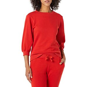 Amazon Essentials Women's French Terry Fleece Crewneck Sweatshirt with Sleeve Detail, Red, XS Amazon Essentials Women's French Terry Fleece Crewneck Sweatshirt with Sleeve Detail, Red, XS