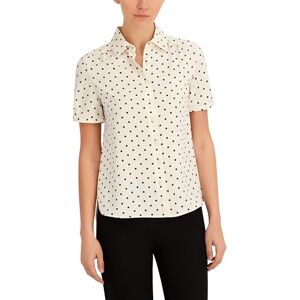 Anne Klein Women's Peter Pan Collar Short Sleeve Button Down Blouse, Anne White/Anne Black, Large Anne Klein Women's Peter Pan Collar Short Sleeve Button Down Blouse, Anne White/Anne Black, Large