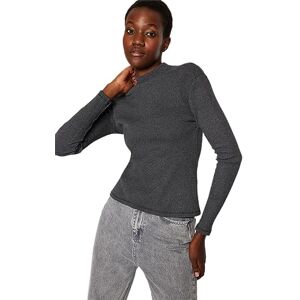 Trendyol Women's Straight Long Sleeve Slim Blouse, Anthracite, XS Trendyol Women's Straight Long Sleeve Slim Blouse, Anthracite, XS