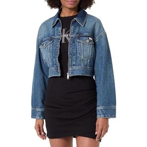 Calvin Klein Women’s Cropped Denim Jacket with Zip, Blue (Cold Springs), L Calvin Klein Women’s Cropped Denim Jacket with Zip, Blue (Cold Springs), L