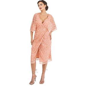 Maya Deluxe Women's Midi Ladies Sequin Embellished Cape Sleeve Wrap Dress for Wedding Guest Bridesmaid Cocktail Prom Evening, Apricot Blush, UK 18 Maya Deluxe Women's Midi Ladies Sequin Embellished Cape Sleeve Wrap Dress for Wedding Guest Bridesmaid Cocktail Prom Evening, Apricot Blush, UK 18