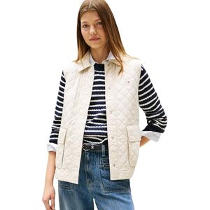 Tommy Hilfiger Women’s Nylon Slim Quilted Gilet, Off-White (Newsprint), S Tommy Hilfiger Women’s Nylon Slim Quilted Gilet, Off-White (Newsprint), S