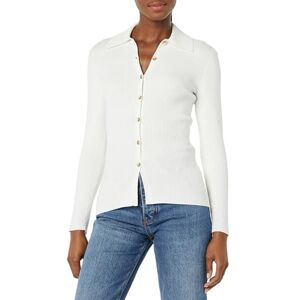 Amazon Essentials Women's Fine Gauge Stretch Polo Ribbed Cardigan, Ivory, XS Amazon Essentials Women's Fine Gauge Stretch Polo Ribbed Cardigan, Ivory, XS