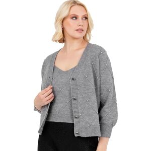 Lovedrobe Women's Twinset Ladies Long Sleeve Cardigan Knitted Two Piece Vest Tank Top Co-ord Set Diamante Smart Casual Knitwear, Grey 12-14 Lovedrobe Women's Twinset Ladies Long Sleeve Cardigan Knitted Two Piece Vest Tank Top Co-ord Set Diamante Smart Casual Knitwear, Grey 12-14