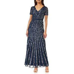 Maya Deluxe Womens Maxi Ladies Embellished Sequin Long Short Sleeve V Neck High Empire Waist Cut Shiny Prom Wedding Bridesmaid Dress, Navy, 12 Maya Deluxe Womens Maxi Ladies Embellished Sequin Long Short Sleeve V Neck High Empire Waist Cut Shiny Prom Wedding Bridesmaid Dress, Navy, 12