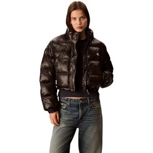Calvin Klein Jeans Women's SHINE CROP PUFFER JACKET LV047D504G Jackets, Black (Black), XXS Calvin Klein Jeans Women's SHINE CROP PUFFER JACKET LV047D504G Jackets, Black (Black), XXS