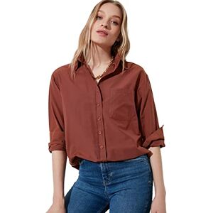 Trendyol Woman Basics Oversize Basic Shirt Collar Woven Shirts Brown Trendyol Woman Basics Oversize Basic Shirt Collar Woven Shirts Brown