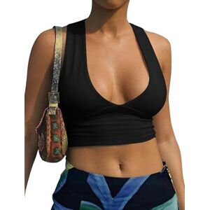 AEPEBO Sexy Crop Tops for Women Deep V Neck Back Cutout Sleeveless Plunge Racerback Tank Cropped Top, Black, S AEPEBO Sexy Crop Tops for Women Deep V Neck Back Cutout Sleeveless Plunge Racerback Tank Cropped Top, Black, S