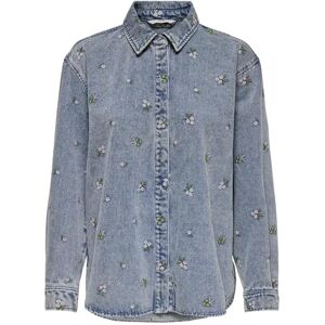 ONLY Onlvera L/S Flower Emb Shirt DNM Noos, Light Blue (Light Blue Denim), L ONLY Onlvera L/S Flower Emb Shirt DNM Noos, Light Blue (Light Blue Denim), L