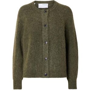 SELECTED FEMME BLACK Women's SLFLULU LS Knit Short Cardigan B NOOS Cardigan Sweater, Kalamata/Detail:Melange, M SELECTED FEMME BLACK Women's SLFLULU LS Knit Short Cardigan B NOOS Cardigan Sweater, Kalamata/Detail:Melange, M