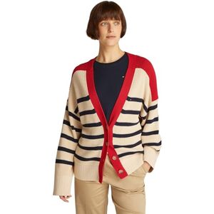 Tommy Hilfiger Women's Cardigan with Button Placket, Multicolor (Dark Night Navy Stripe), M-L Tommy Hilfiger Women's Cardigan with Button Placket, Multicolor (Dark Night Navy Stripe), M-L