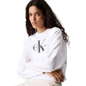 Calvin Klein Women’s Round Neck Monologo French Terry Sweatshirt, White (Brilliant White), 2XS Calvin Klein Women’s Round Neck Monologo French Terry Sweatshirt, White (Brilliant White), 2XS