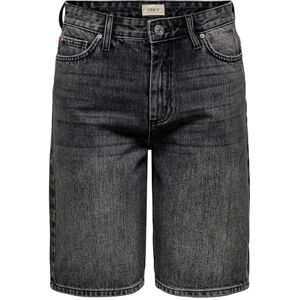 ONLY Women's Long Denim Shorts with High Waist and Regular Fit, Washed Black, L ONLY Women's Long Denim Shorts with High Waist and Regular Fit, Washed Black, L