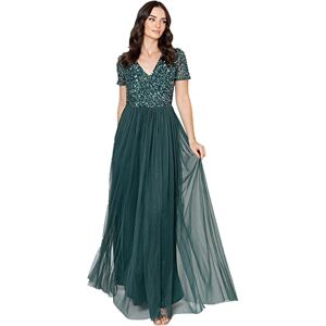 Maya Deluxe Women's Womens Ladies for Wedding Guest Plus Size Empire High Waist Sequins Short Sleeve Bridesmaid Dress, Emerald Green, 16 UK Maya Deluxe Women's Womens Ladies for Wedding Guest Plus Size Empire High Waist Sequins Short Sleeve Bridesmaid Dress, Emerald Green, 16 UK