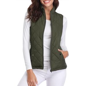 fuinloth Women's Quilted Gilet, Lightweight Body Warmer Padded Outdoor Vest Sleeveless Jacket Green X-Small fuinloth Women's Quilted Gilet, Lightweight Body Warmer Padded Outdoor Vest Sleeveless Jacket Green X-Small