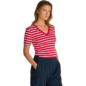 Tommy Hilfiger Women’s Short Sleeve T-Shirt New Slim Cody V-Neck, Multicolor (Primary Red/Ecru STP), XXS Tommy Hilfiger Women’s Short Sleeve T-Shirt New Slim Cody V-Neck, Multicolor (Primary Red/Ecru STP), XXS