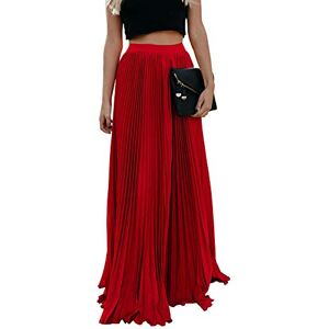 ebossy Women's High Waist Flowy Pleated Chiffon Maxi Skirt Red Large ebossy Women's High Waist Flowy Pleated Chiffon Maxi Skirt Red Large