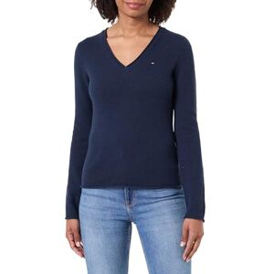 Tommy Hilfiger Women’s Soft Wool V-Neck Jumper, Blue (Dark Night Navy), XL Tommy Hilfiger Women’s Soft Wool V-Neck Jumper, Blue (Dark Night Navy), XL