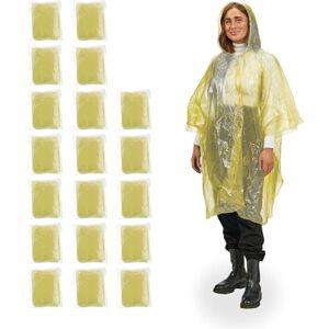 Relaxdays Set of 20 Rain Ponchos, Disposable Hooded Cape, for Festival, Waterproof, One Size, for Women & Men, Yellow Relaxdays Set of 20 Rain Ponchos, Disposable Hooded Cape, for Festival, Waterproof, One Size, for Women & Men, Yellow