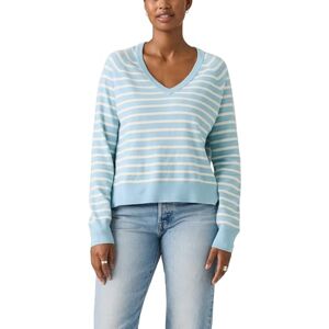 Levi's Damen Tara Super Soft Vneck Pullover, Parisienne Stripe Gl, L Levi's Damen Tara Super Soft Vneck Pullover, Parisienne Stripe Gl, L