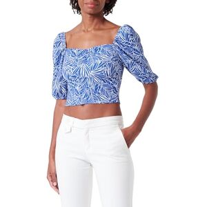 Koton Women's Puff Sleeve Crop Blouse, Blue Design(6d5), Large Koton Women's Puff Sleeve Crop Blouse, Blue Design(6d5), Large