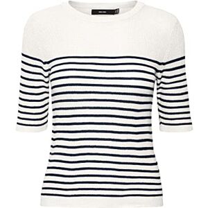 VERO MODA Women's VMNEWLEXSUN 2/4 Tight O-Neck BLOU GA REP Pullover, Snow White/Detail: W Navy Blazer Stripes, XS, Snow White/Detail:w Navy Blazer Stripes, XS VERO MODA Women's VMNEWLEXSUN 2/4 Tight O-Neck BLOU GA REP Pullover, Snow White/Detail: W Navy Blazer Stripes, XS, Snow White/Detail:w Navy Blazer Stripes, XS