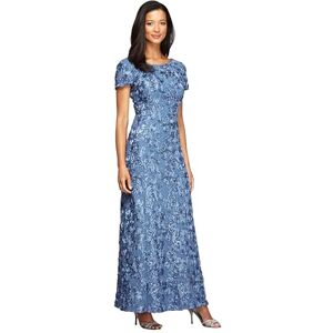 Alex Evenings Women's Long A-line Rosette Dress Special Occasion, Brushed Periwinkle, 18 Petite Alex Evenings Women's Long A-line Rosette Dress Special Occasion, Brushed Periwinkle, 18 Petite