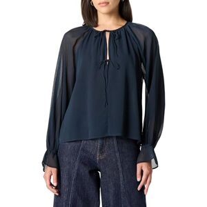 The Drop Women’s Piper Tie Front Feminine Blouse, Navy, S The Drop Women’s Piper Tie Front Feminine Blouse, Navy, S