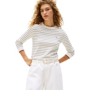 Tommy Hilfiger Women’s Fine Jersey Round Neck Jumper, Multicolor (Ivory Silk/Dark Night Navy Fine STP), S Tommy Hilfiger Women’s Fine Jersey Round Neck Jumper, Multicolor (Ivory Silk/Dark Night Navy Fine STP), S