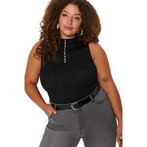 Trendyol Woman Fitted Bodycon Standing Collar Knitwear Plus Size Blouse,Black,2XL Trendyol Woman Fitted Bodycon Standing Collar Knitwear Plus Size Blouse,Black,2XL