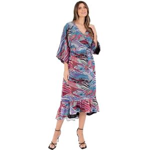 Lovedrobe Women's Ladies Maxi Dress V-Neck Kimono Half Sleeve Wrap Front High-Low Hem Abstract Print Waist Tie A-line Summer Multi 20 Lovedrobe Women's Ladies Maxi Dress V-Neck Kimono Half Sleeve Wrap Front High-Low Hem Abstract Print Waist Tie A-line Summer Multi 20