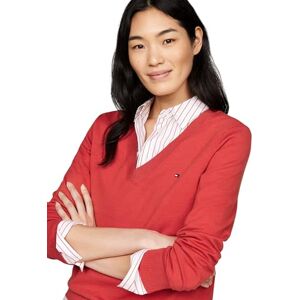 Tommy Hilfiger Women's V-Neck Jersey Jumper, Red (Terra Red), XS Tommy Hilfiger Women's V-Neck Jersey Jumper, Red (Terra Red), XS