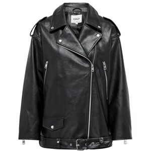 ONLY Women's Onlvera Faux Leath Long Biker OTW Noos Leather Jacket, black, S ONLY Women's Onlvera Faux Leath Long Biker OTW Noos Leather Jacket, black, S