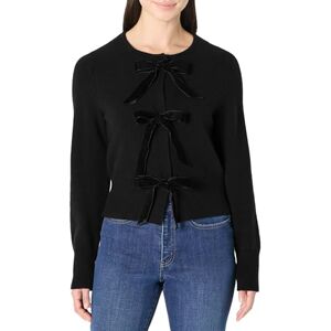 Amazon Essentials Women's Regular-Fit Long-Sleeve Tie Front Cardigan with Bows, Black, L Amazon Essentials Women's Regular-Fit Long-Sleeve Tie Front Cardigan with Bows, Black, L