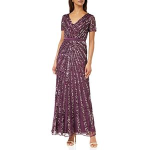 Maya Deluxe Womens Maxi Ladies Embellished Sequin Long Short Sleeve V Neck High Empire Waist Cut Shiny Prom Wedding Bridesmaid Dress, Berry, 18 Maya Deluxe Womens Maxi Ladies Embellished Sequin Long Short Sleeve V Neck High Empire Waist Cut Shiny Prom Wedding Bridesmaid Dress, Berry, 18