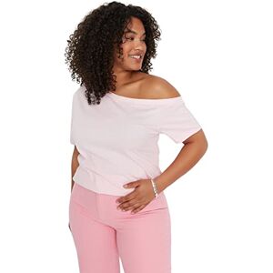 Trendyol Women Plus Size Fitted Basic Turndown Collar Knit Plus Size Blouse Pink Trendyol Women Plus Size Fitted Basic Turndown Collar Knit Plus Size Blouse Pink
