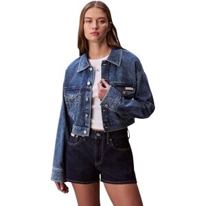 Calvin Klein Women’s Denim Jacket Cropped Trucker with Chest Pockets, Blue (Blue Caroline), M Calvin Klein Women’s Denim Jacket Cropped Trucker with Chest Pockets, Blue (Blue Caroline), M
