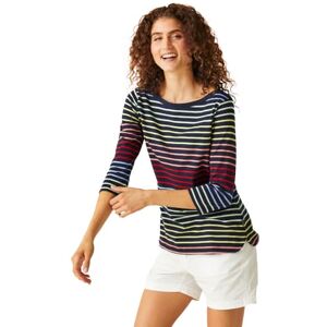 Regatta Bayletta Lightweight Cotton Blend Women's T-Shirt, Navy Blue/Multi, 4 Regatta Bayletta Lightweight Cotton Blend Women's T-Shirt, Navy Blue/Multi, 4