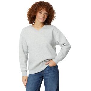 Amazon Essentials Women's Oversized V-Neck Fleece Pullover Sweatshirt, Light Grey Heather, Large Amazon Essentials Women's Oversized V-Neck Fleece Pullover Sweatshirt, Light Grey Heather, Large