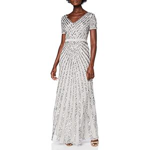 Maya Deluxe Women's Maxi Womens Ladies Embellished Sequin Long Short Sleeve V Neck High Empire Waist Cut Shiny P Bridesmaid Dress, Soft Grey, 22 UK Maya Deluxe Women's Maxi Womens Ladies Embellished Sequin Long Short Sleeve V Neck High Empire Waist Cut Shiny P Bridesmaid Dress, Soft Grey, 22 UK