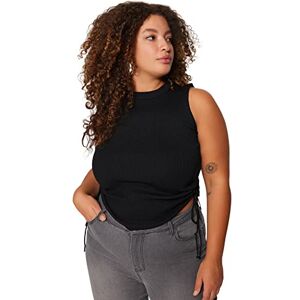 Trendyol Woman Fitted Bodycon Crew Neck Knitwear Plus Size Blouse, Black, 4XL Trendyol Woman Fitted Bodycon Crew Neck Knitwear Plus Size Blouse, Black, 4XL
