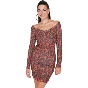 Trendyol Women Mini Bodycon Fitted Knit Dress Brown Trendyol Women Mini Bodycon Fitted Knit Dress Brown