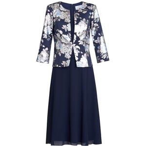 Gina Bacconi Floral Print Jacquard Jacket and Dress, Navy, 12 Gina Bacconi Floral Print Jacquard Jacket and Dress, Navy, 12