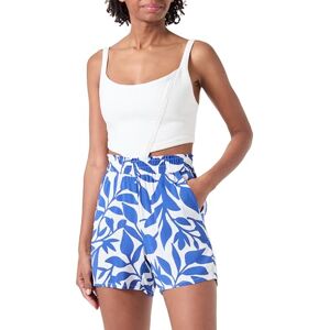 VERO MODA Women's Vmeasy Joy Hw WVN Ga Shorts, Snow White/AOP: Alisa Mazarine Blue, XS VERO MODA Women's Vmeasy Joy Hw WVN Ga Shorts, Snow White/AOP: Alisa Mazarine Blue, XS